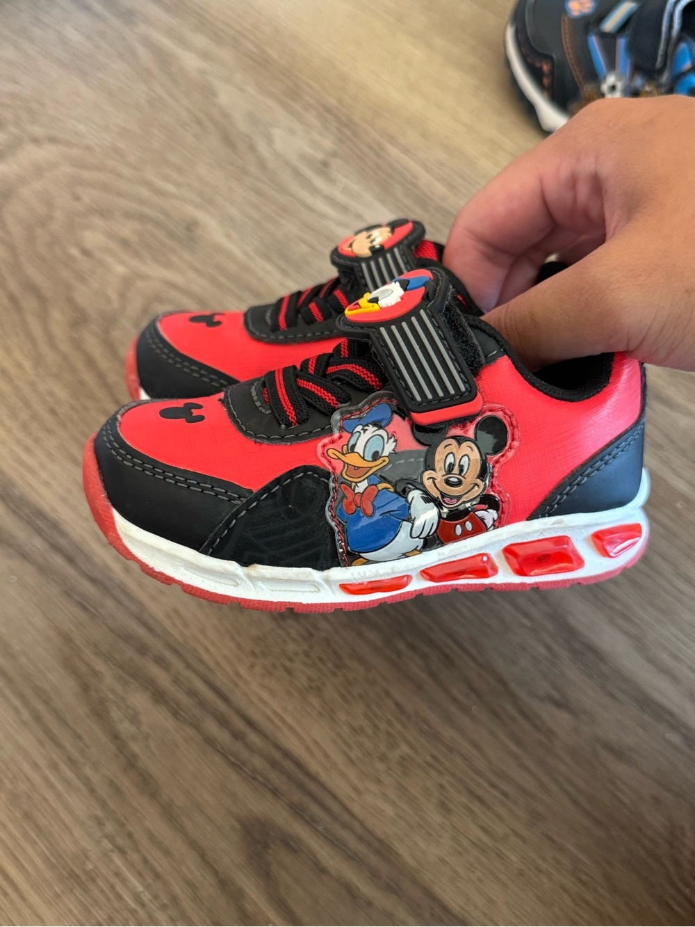 Disney Mickey & Friends Red and Black Kids Light-Up Sneakers 6c